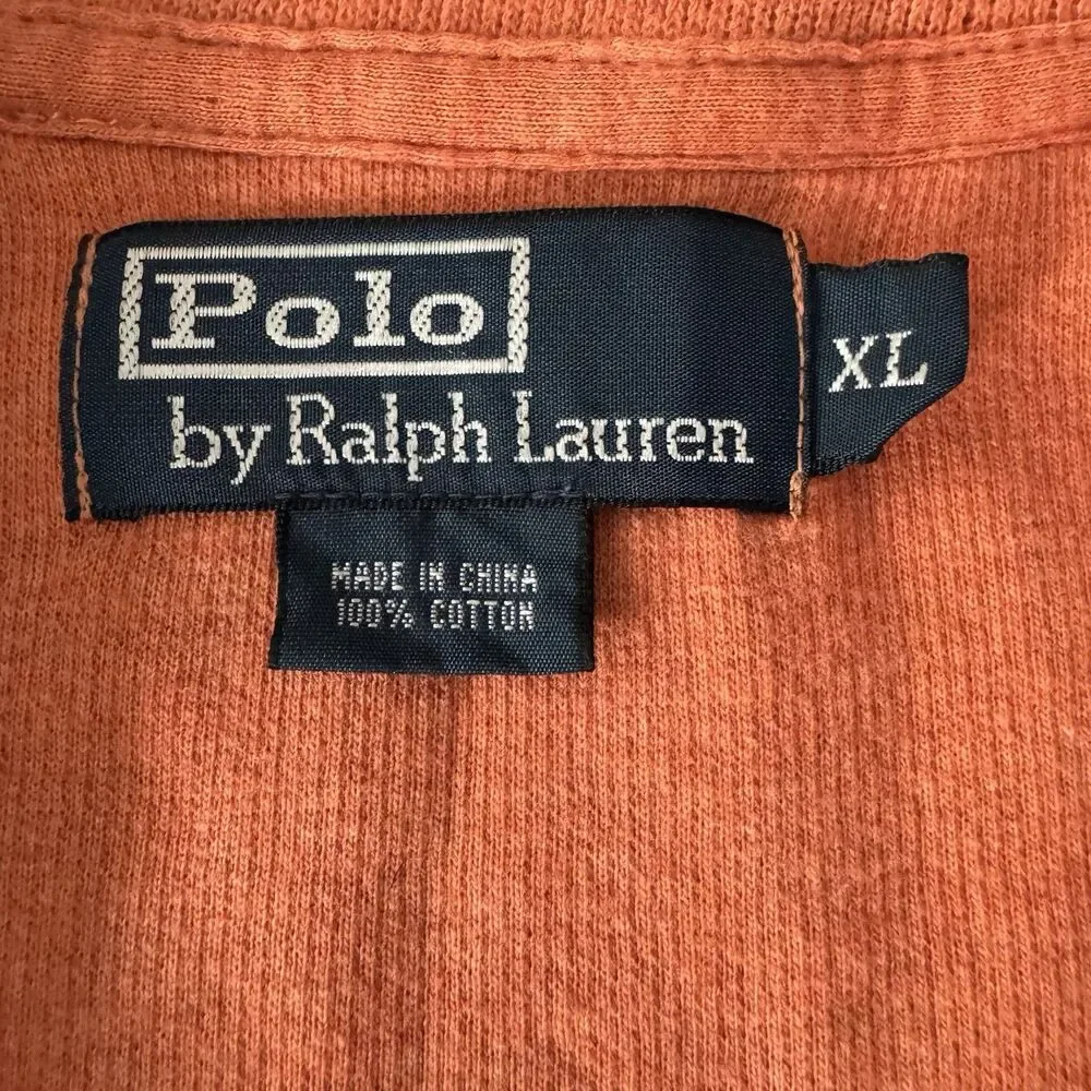 Polo Ralph Lauren 1/4 Zip Sweater Men XL Orange Mock Neck Knit Pullover Pony